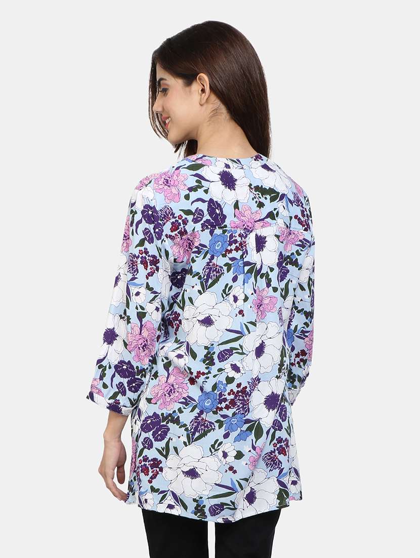 mandarin neck floral tunic - 18066838 -  Standard Image - 3
