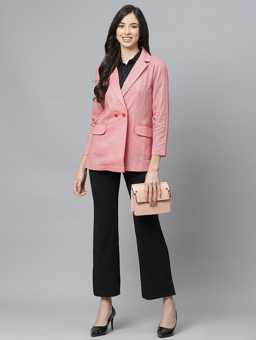 pink cotton casual blazer - 18067012 - Standard Image - 3