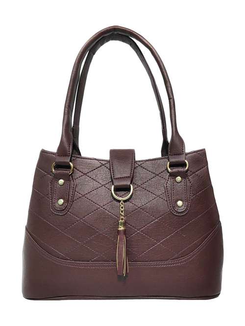 brown leatherette (pu) handbag - 18067047 - Standard Image - 0