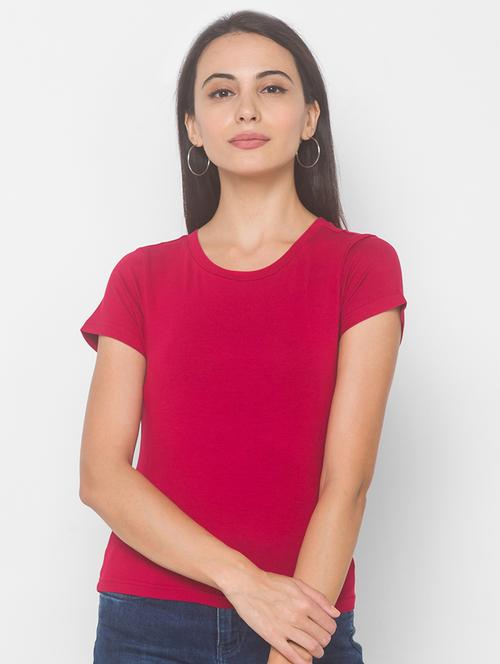 women's plain round neck t-shirt - 18068213 - Standard Image - 0