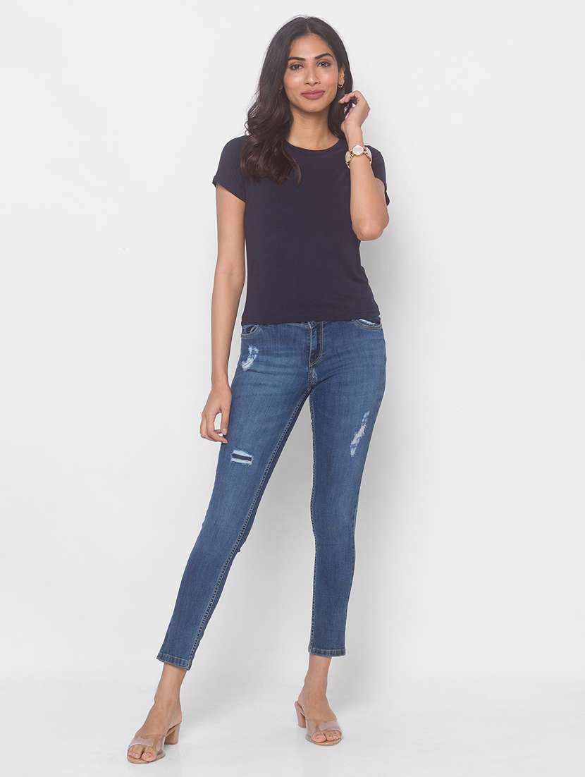 women's plain round neck t-shirt - 18068214 - Standard Image - 3
