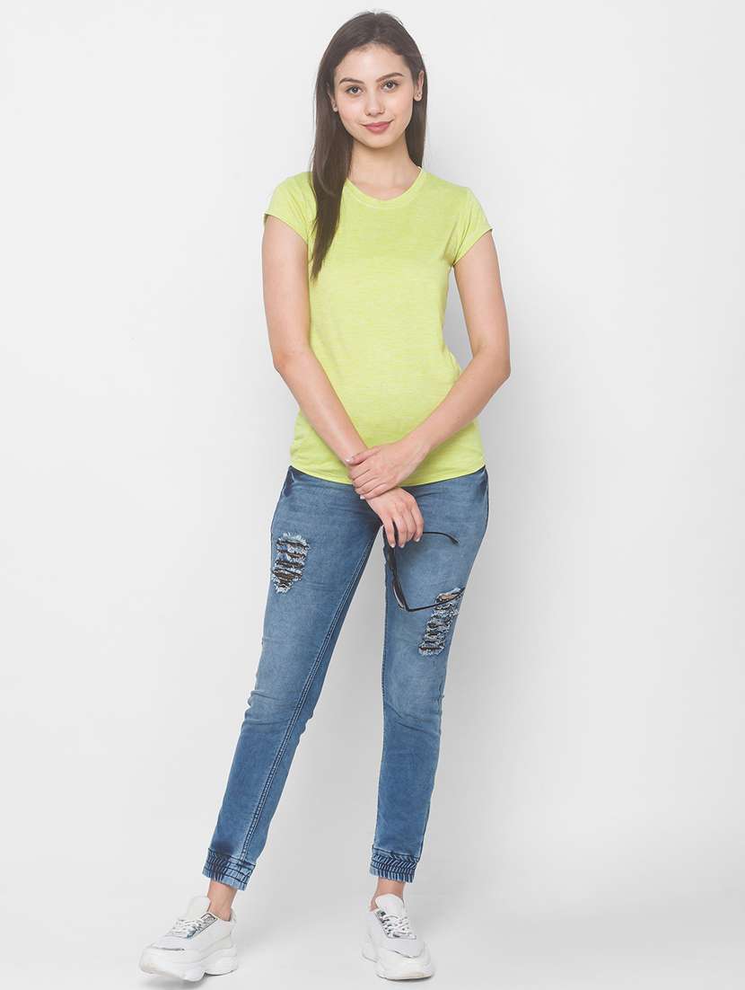 women's plain round neck t-shirt - 18068225 -  Standard Image - 3