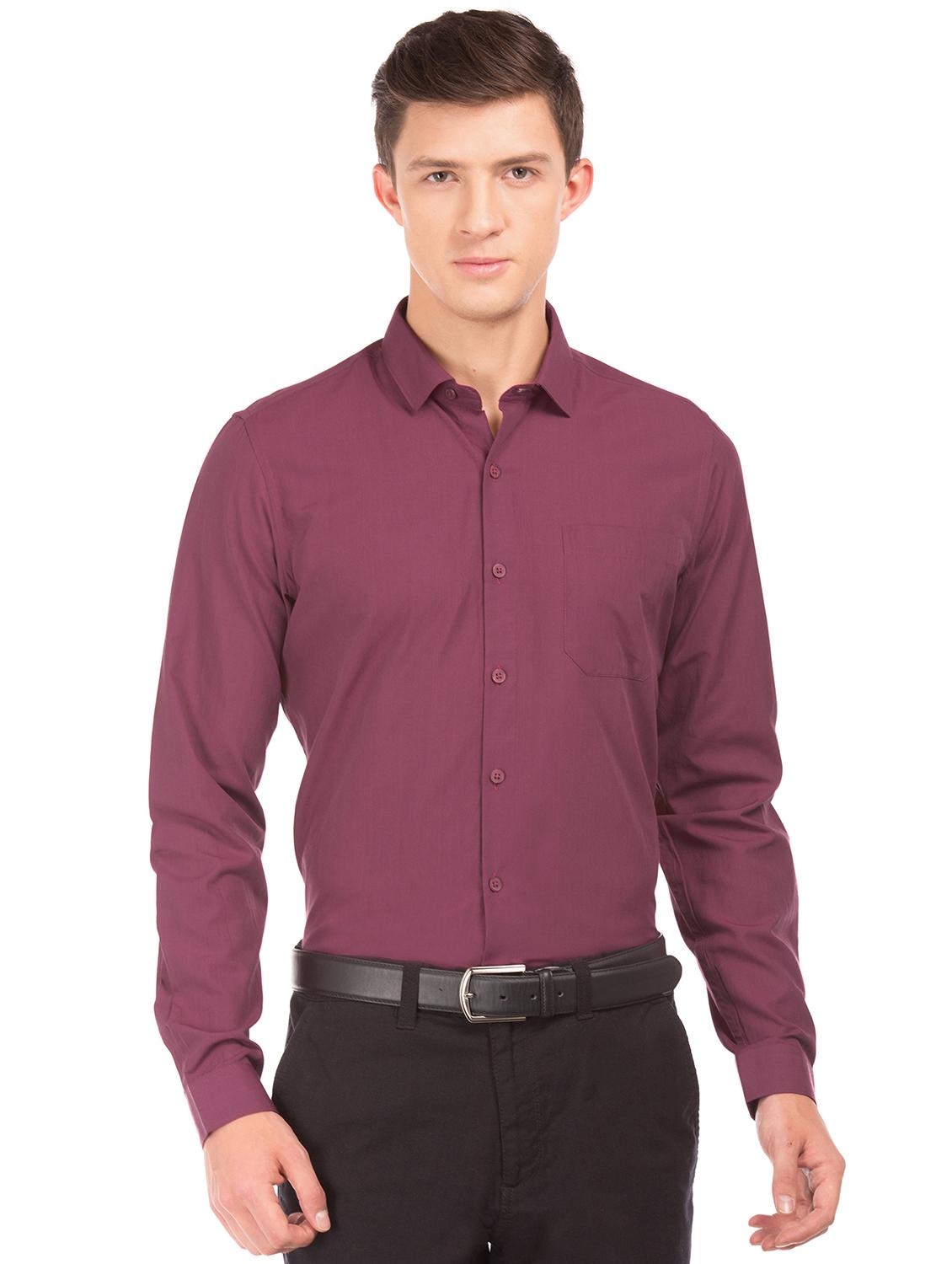 purple solid formal shirt - 18069156 -  Zoom Image - 0