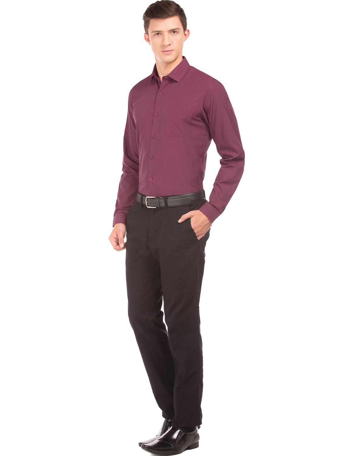 purple solid formal shirt - 18069156 - Standard Image - 3