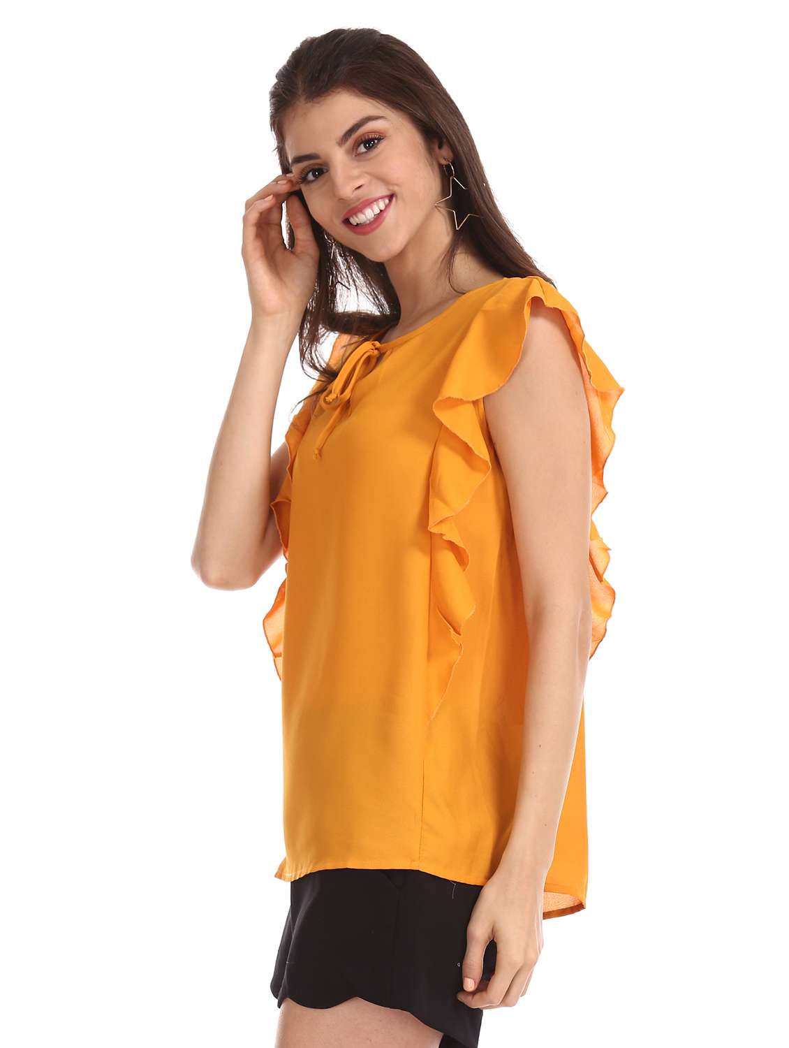 yellow polyester regular top