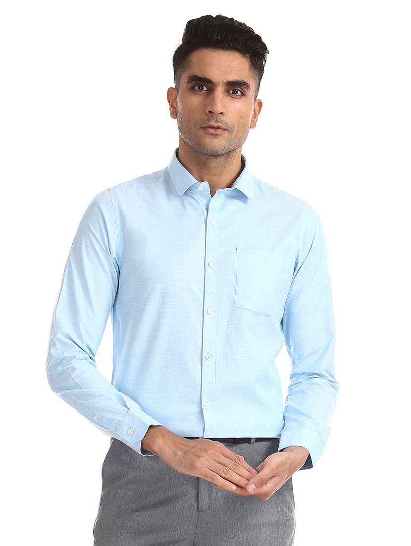 blue solid formal shirt