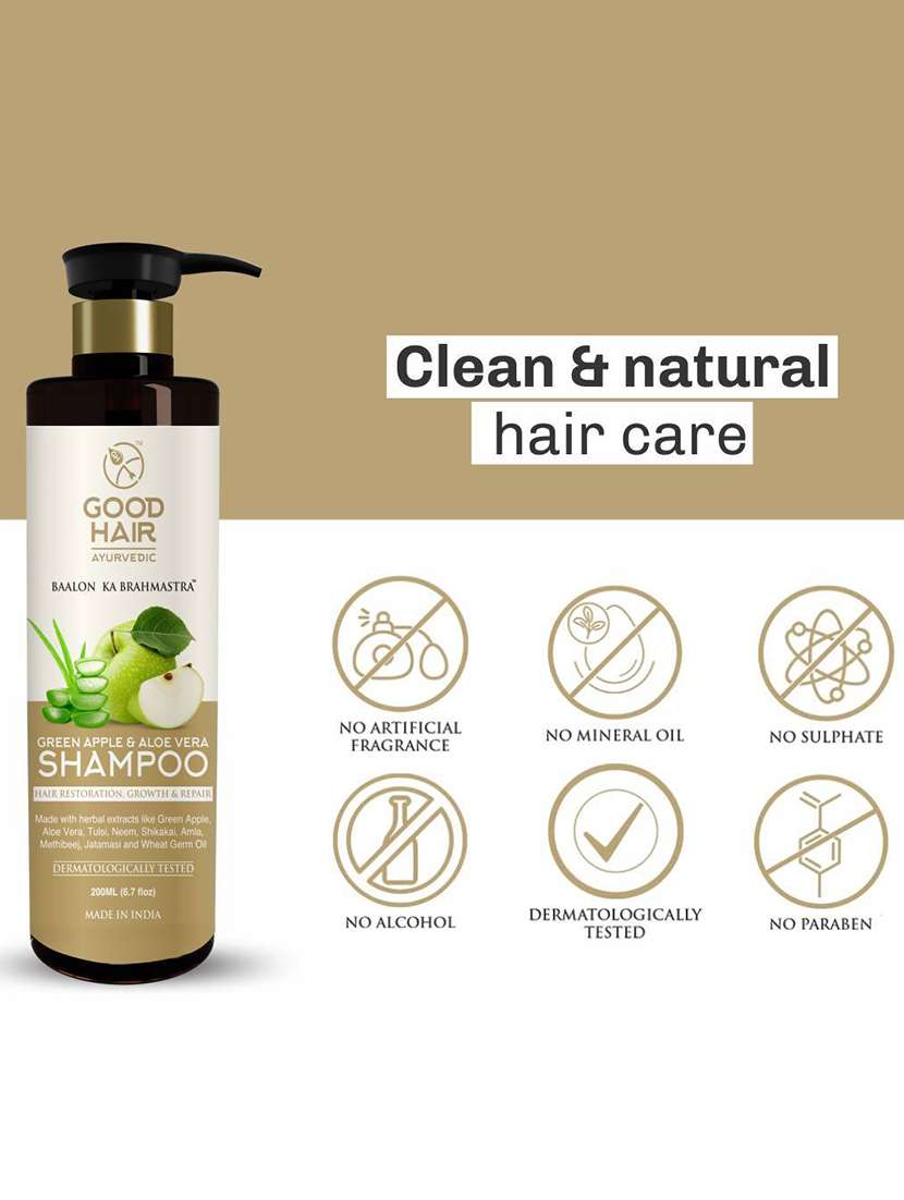green apple & aloe vera shampoo for hair restoration & repair