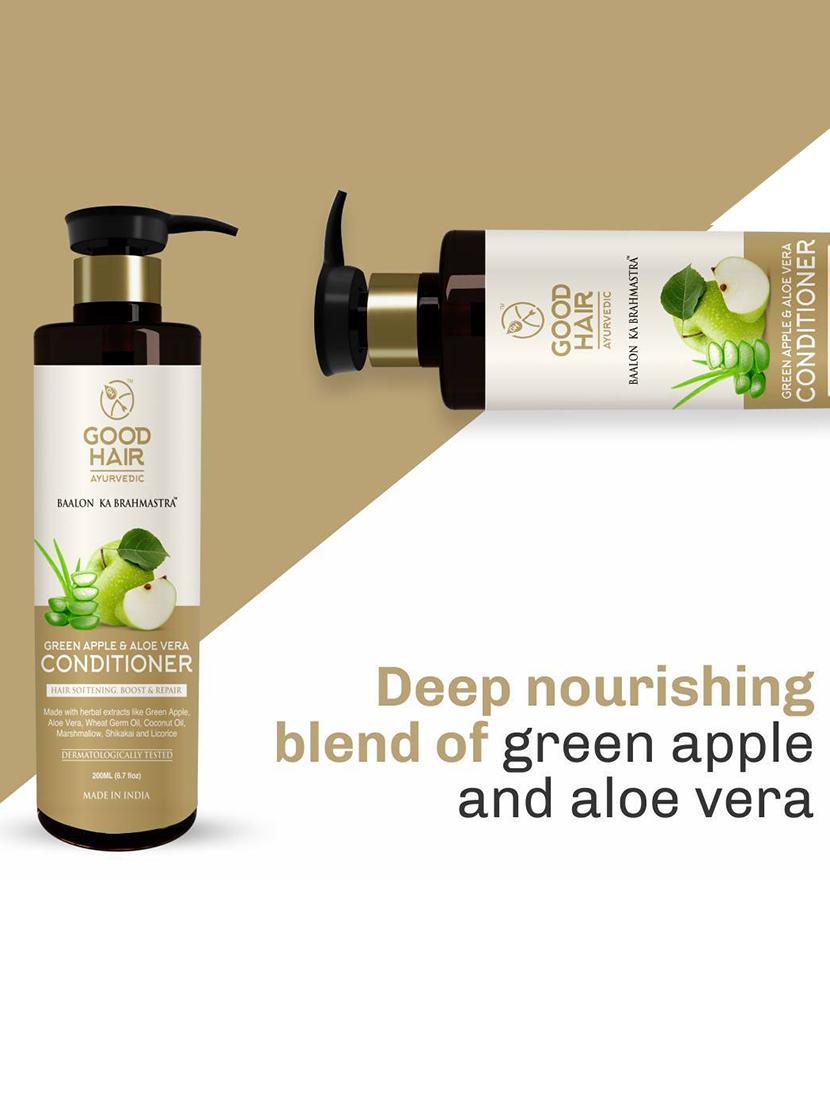green apple & aloe vera conditioner for hair softening & repair