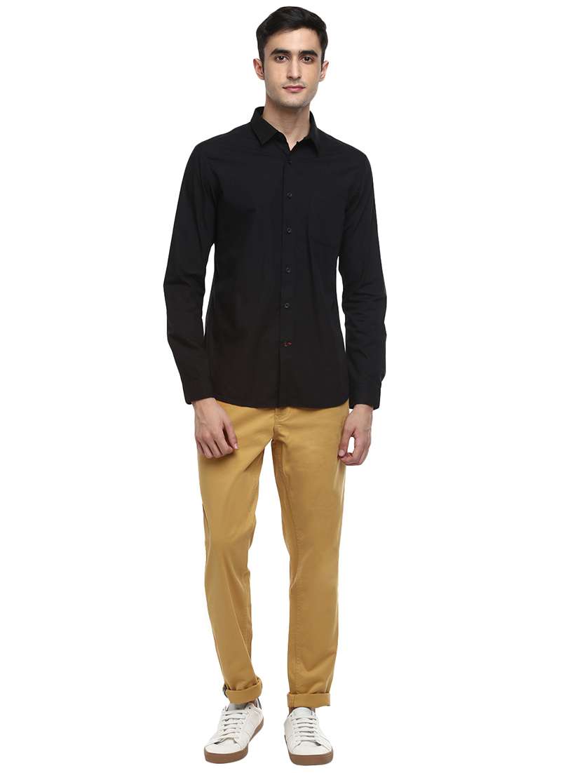 beige solid chinos casual trouser - 18073819 -  Standard Image - 3