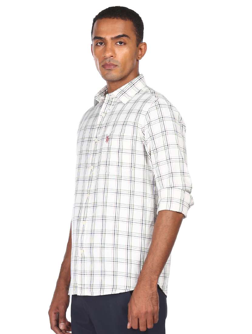 Buy online White Checked Casual Shirt from shirts for Men by