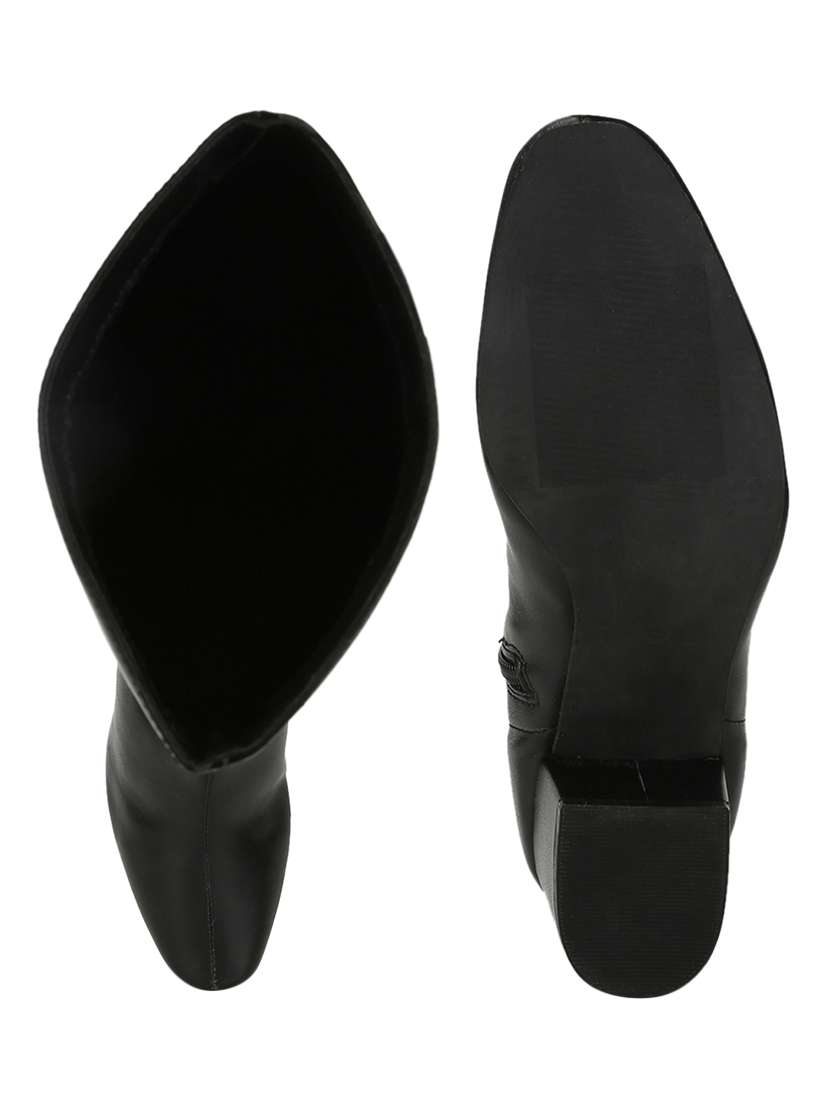 black pu knee length  boots - 18075995 -  Standard Image - 3