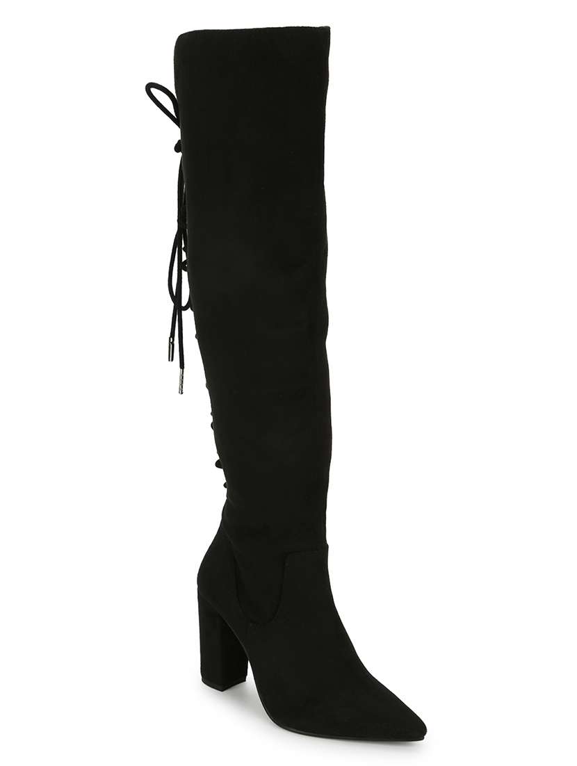 black suede knee length  boots - 18076000 -  Zoom Image - 0