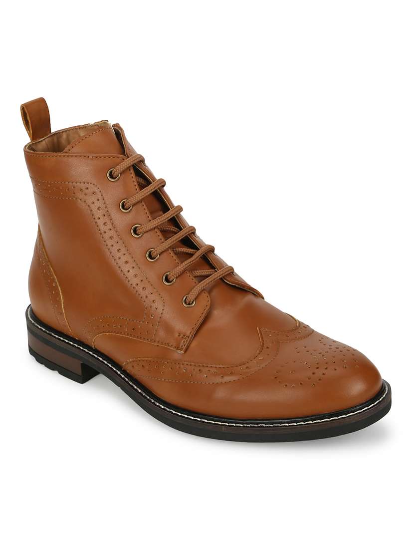Buy online Tan Pu Lace Up Boots from Casual Shoes for Men by