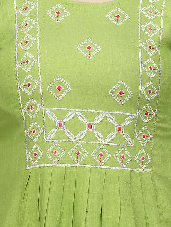 green rayon regular tunic - 18076041 -  Standard Image - 3