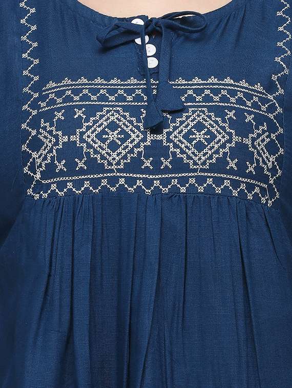 blue rayon regular tunic - 18076044 -  Standard Image - 3