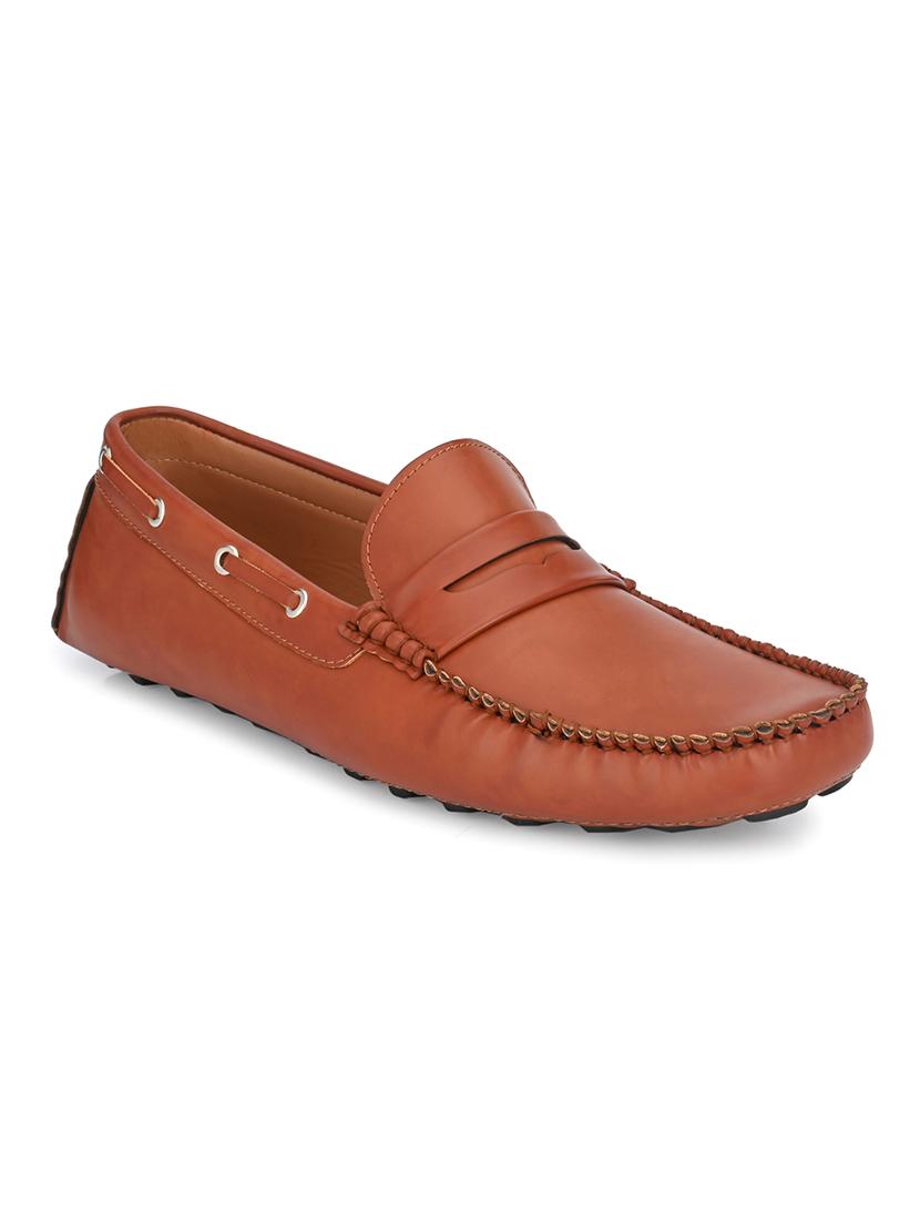 tan synthetic slip on loafers - 18076193 - Zoom Image - 0