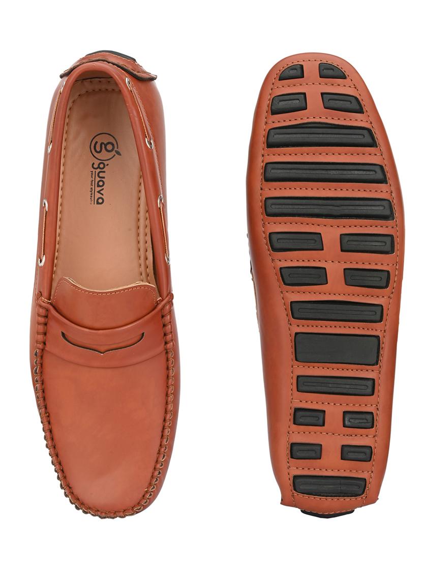 tan synthetic slip on loafers - 18076193 - Standard Image - 3