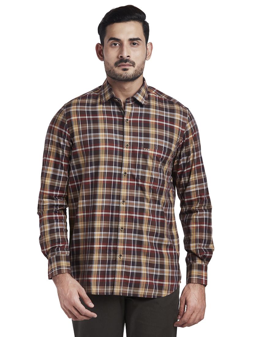maroon checkered casual shirt - 18077617 - Zoom Image - 0