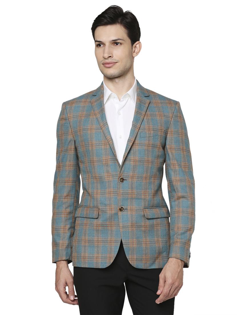 teal checkered formal blazer - 18078135 - Zoom Image - 0