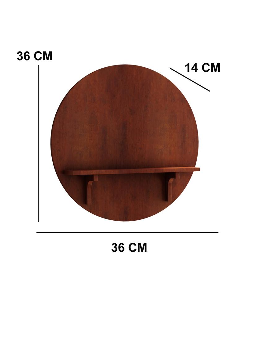 home sparkle round mdf wall shelf (brown) - 18078254 - Standard Image - 3