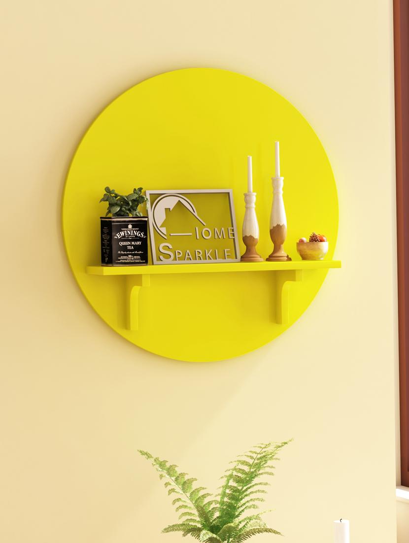 home sparkle round mdf wall shelf (yellow) - 18078258 -  Zoom Image - 0
