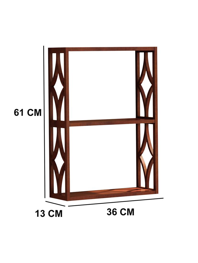 home sparkle diamond two - tier mdf wall shelf (brown) - 18078268 - Standard Image - 3