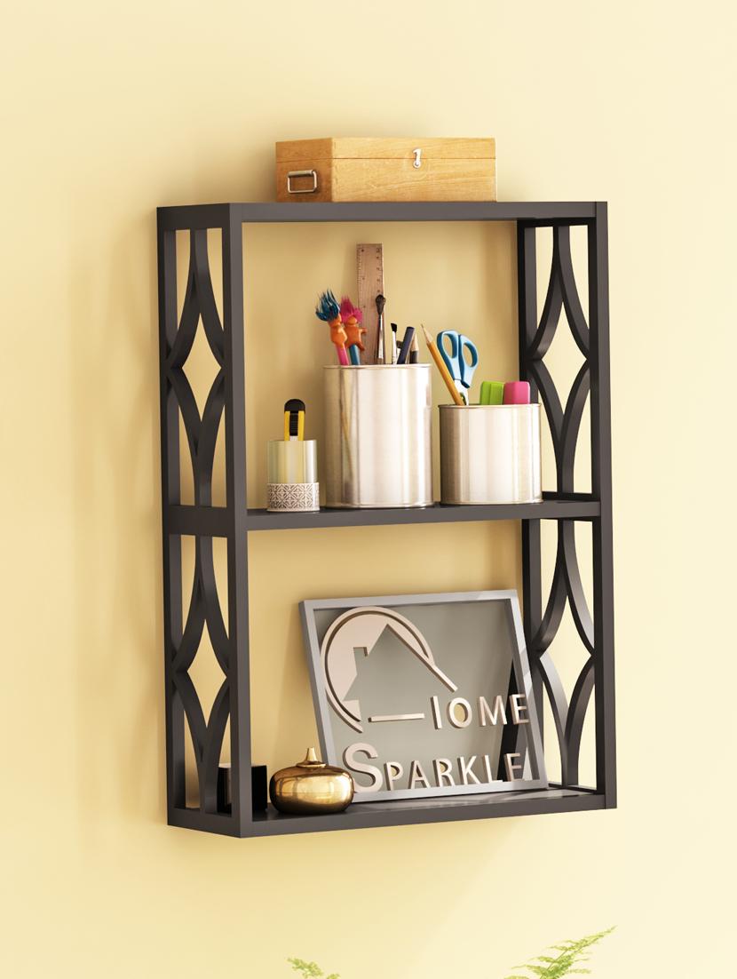 home sparkle diamond two - tier mdf wall shelf (brown) - 18078269 - Zoom Image - 0