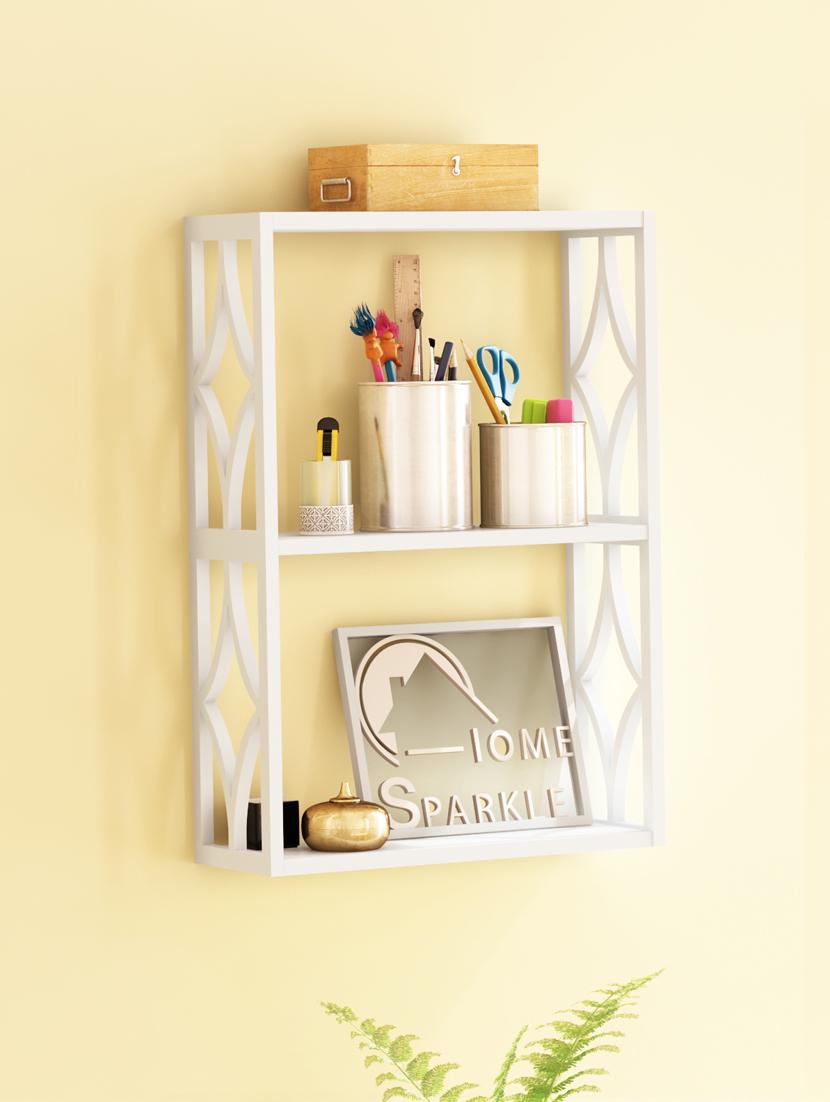 home sparkle diamond two - tier mdf wall shelf (brown) - 18078271 -  Zoom Image - 0