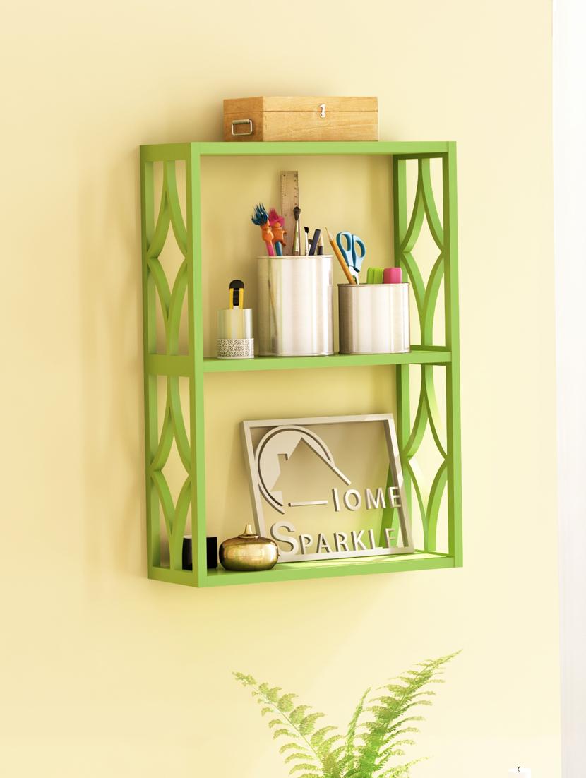 home sparkle diamond two - tier mdf wall shelf (brown) - 18078272 - Zoom Image - 0