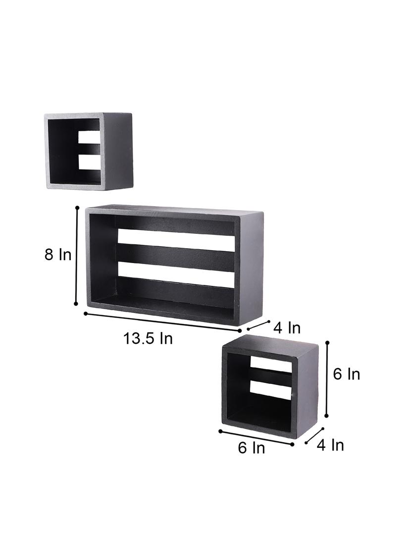 home sparkle wall mount floating wall shelves bed room, living room, office, restaurant, home décor set of 3 (black) - 18078274 - Standard Image - 3