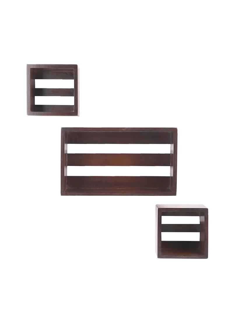 home sparkle wall mount floating wall shelves bed room, living room, office, restaurant, home décor set of 3 (black) - 18078275 -  Zoom Image - 0