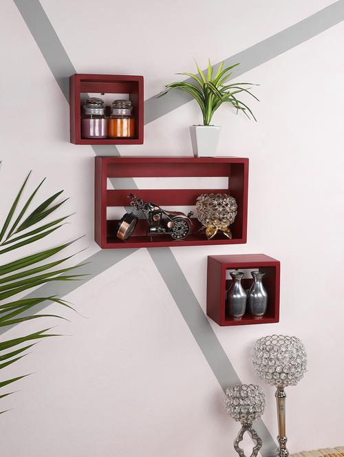 home sparkle wall mount floating wall shelves bed room, living room, office, restaurant, home décor set of 3 (black) - 18078277 - Standard Image - 0