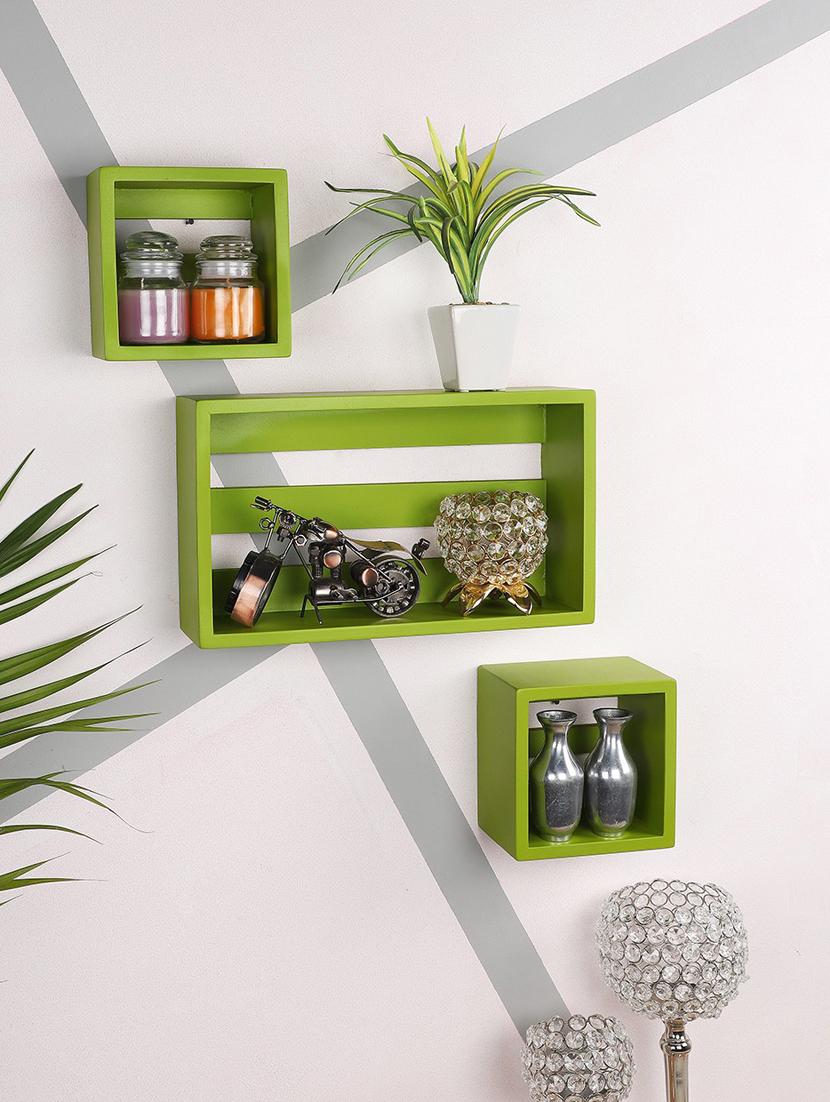 home sparkle wall mount floating wall shelves bed room, living room, office, restaurant, home décor set of 3 (black) - 18078278 - Zoom Image - 0