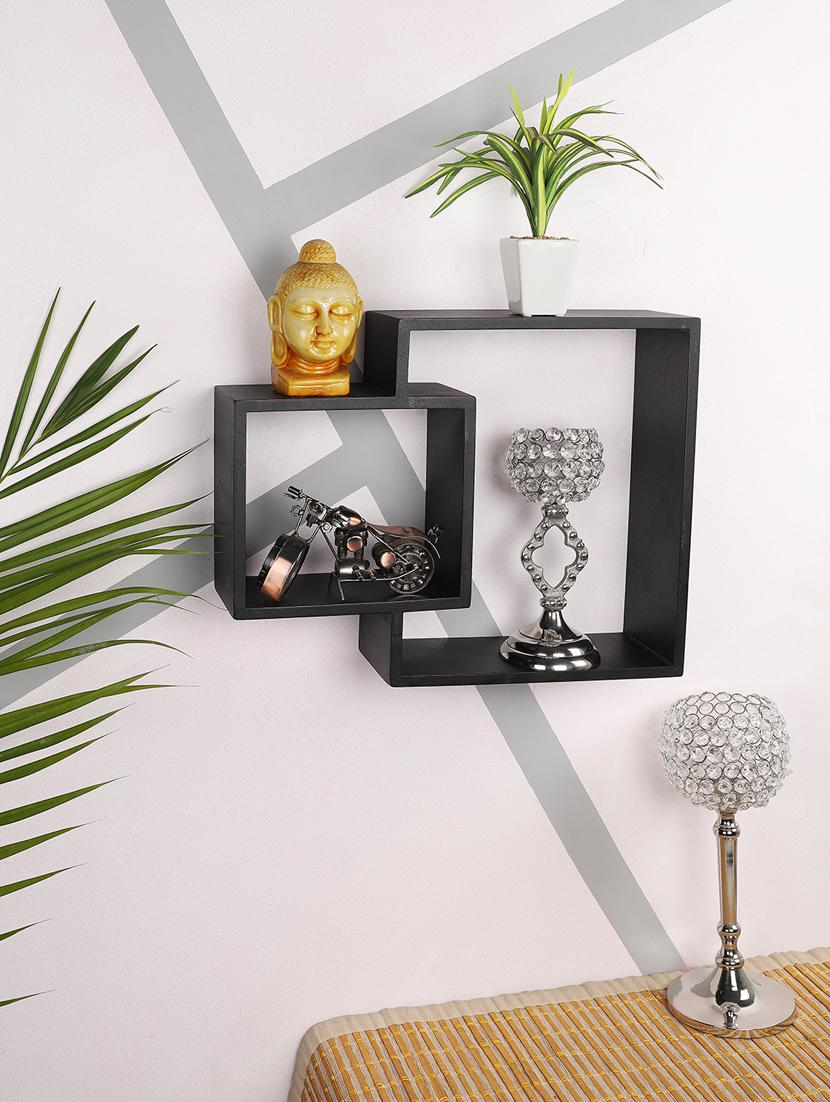 home sparkle wall mount floating wall shelves rack display bed room, living room, office, restaurant, home décor (black) - 18078279 - Zoom Image - 0