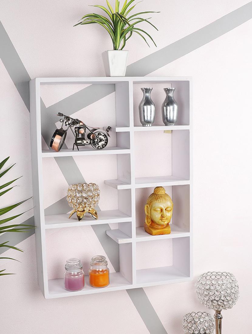 home sparkle engineered wood multipurpose seven partition compartment wall shelf rack (black) - 18078286 - Zoom Image - 0