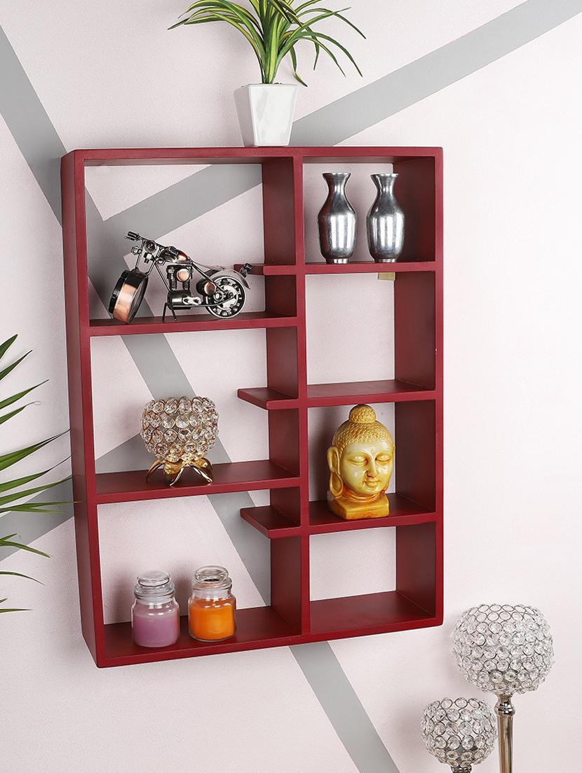 home sparkle engineered wood multipurpose  seven partition compartment wall shelf rack (black) - 18078287 -  Zoom Image - 0