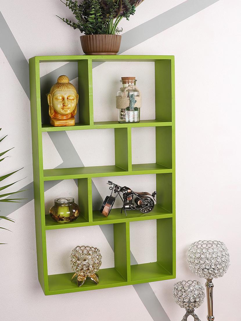 home sparkle engineered wood multipurpose  seven partition compartment wall shelf rack (black) - 18078288 -  Zoom Image - 0