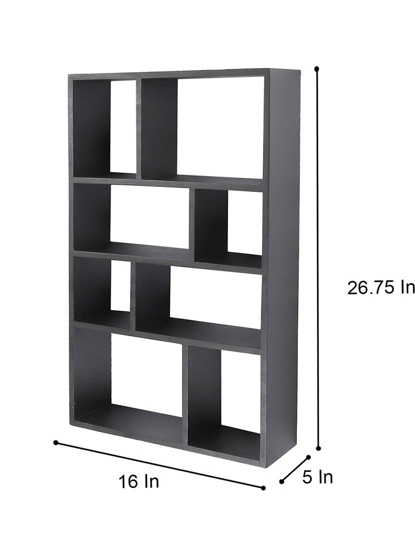 home sparkle engineered wood multipurpose eight partition compartment wall shelf rack (black) - 18078289 - Standard Image - 3
