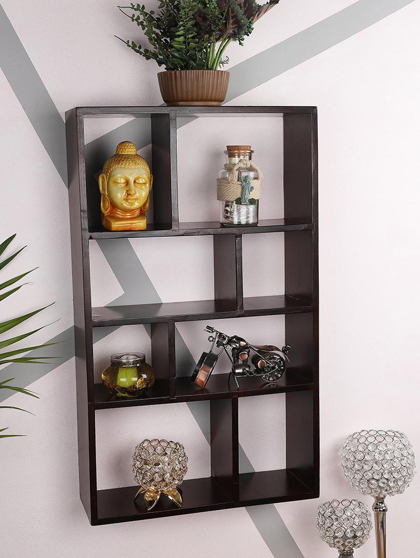 home sparkle engineered wood multipurpose eight partition compartment wall shelf rack (black) - 18078290 -  Zoom Image - 0