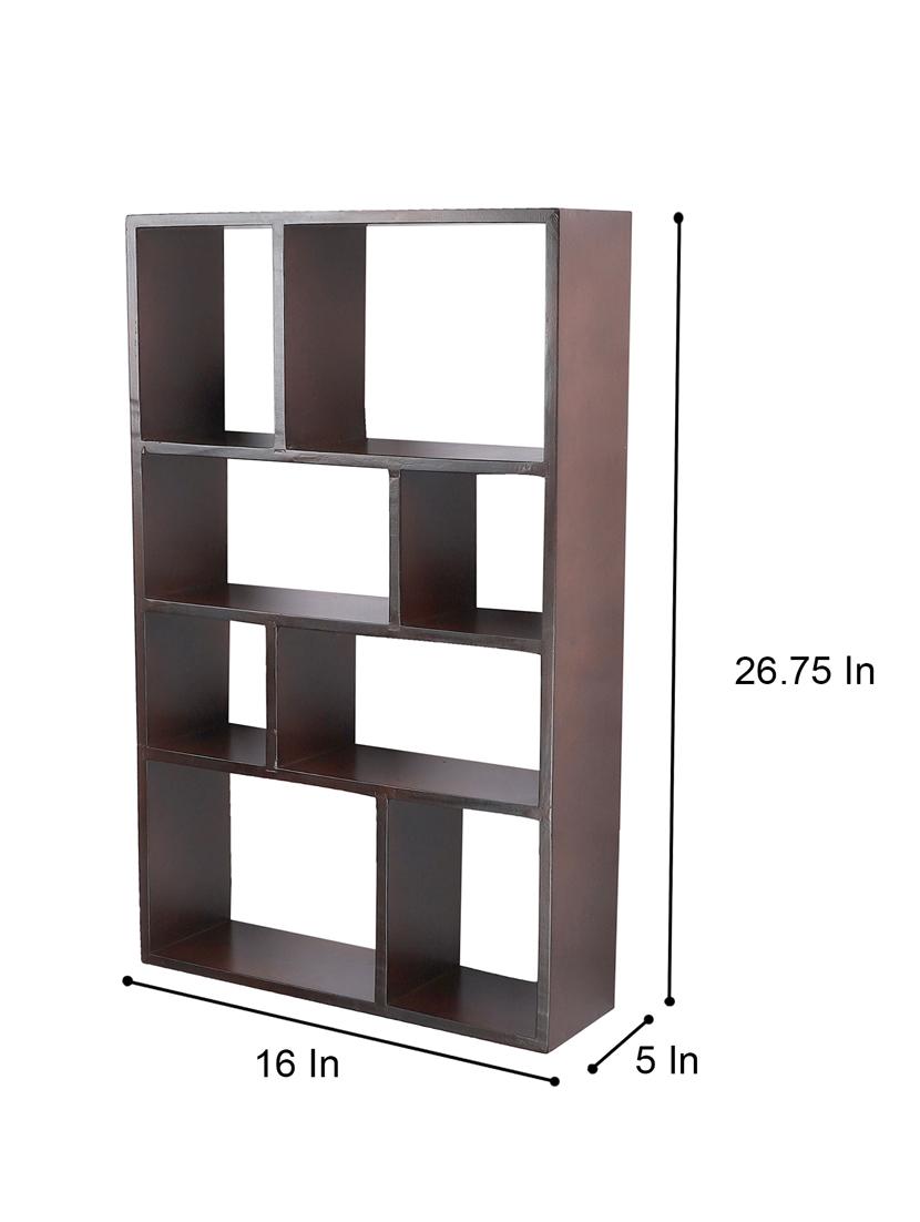 home sparkle engineered wood multipurpose eight partition compartment wall shelf rack (black) - 18078290 - Standard Image - 3
