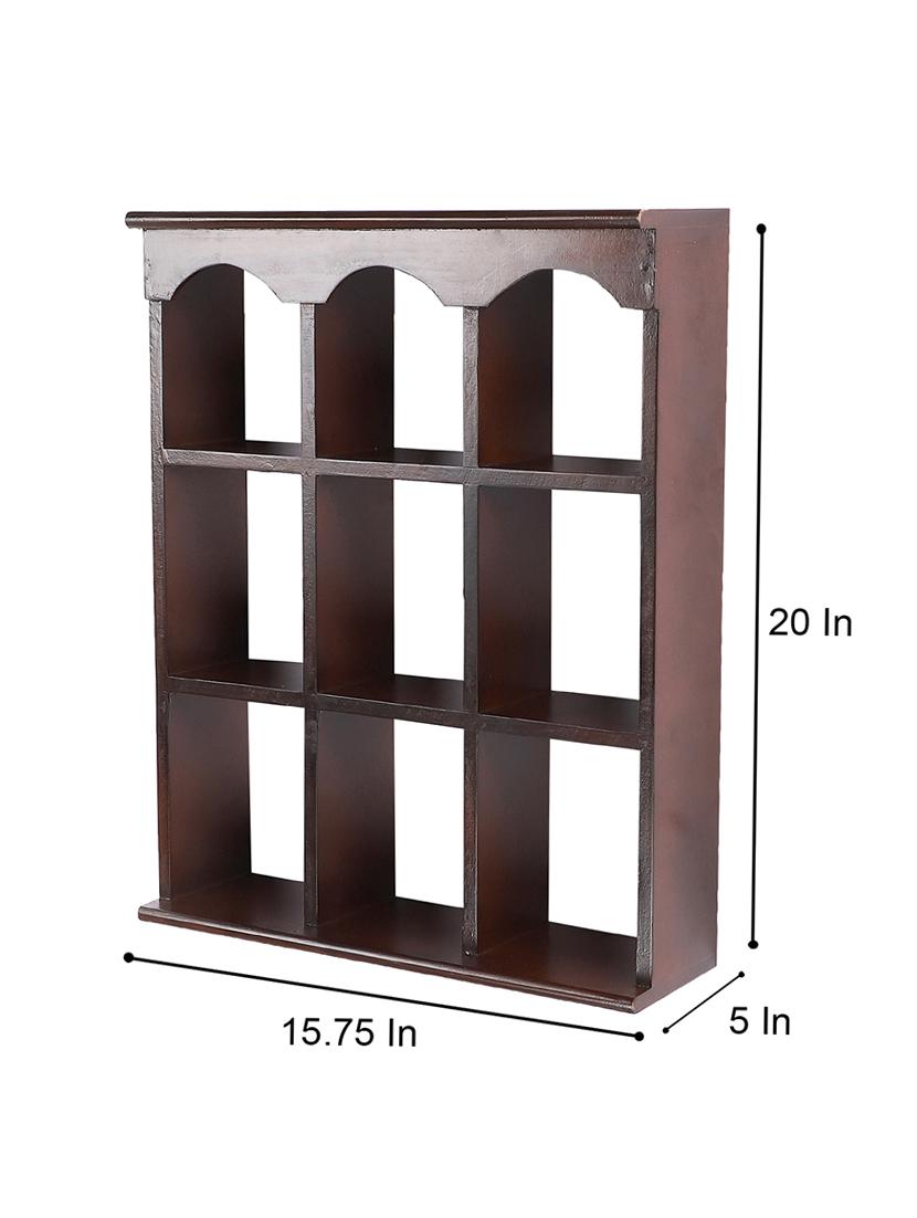home sparkle engineered wood multipurpose nine partition compartment wall shelf rack (black) - 18078295 - Standard Image - 3