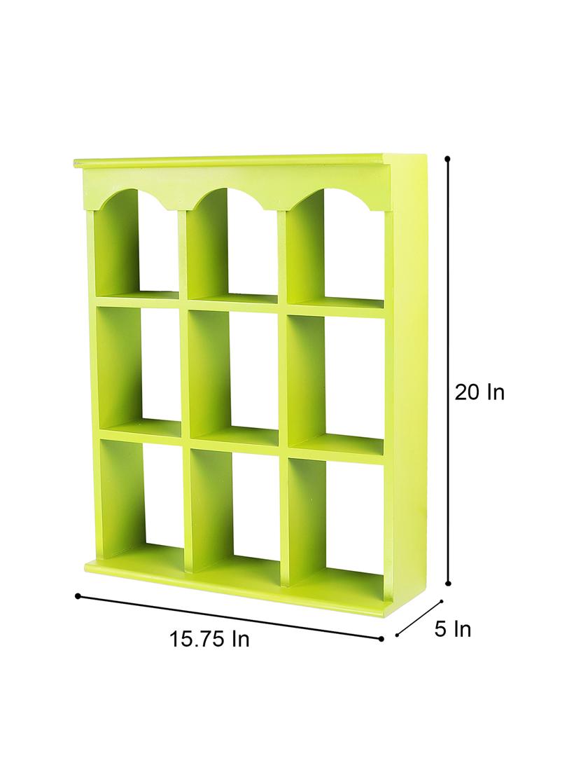 home sparkle engineered wood multipurpose nine partition compartment wall shelf rack (black) - 18078298 - Standard Image - 3
