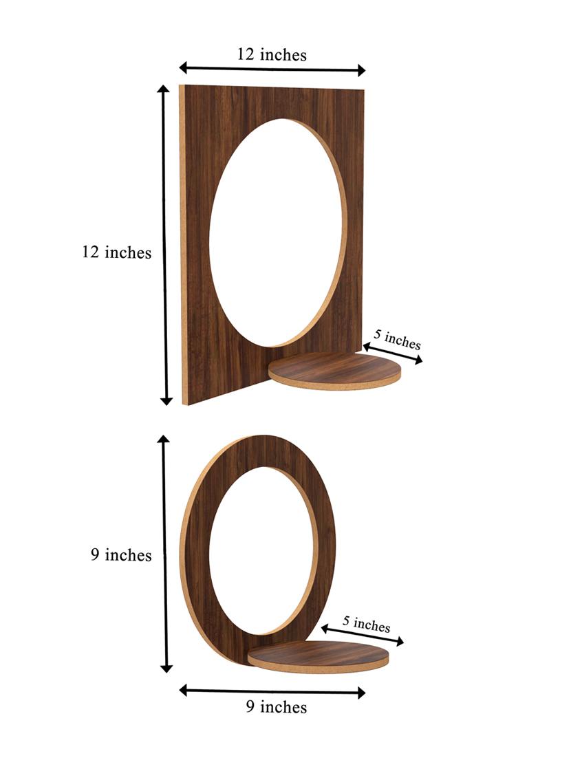 home sparkle mdf four round shelves rack | wall mounted floating shelves (dark brown) - 18078299 - Standard Image - 3