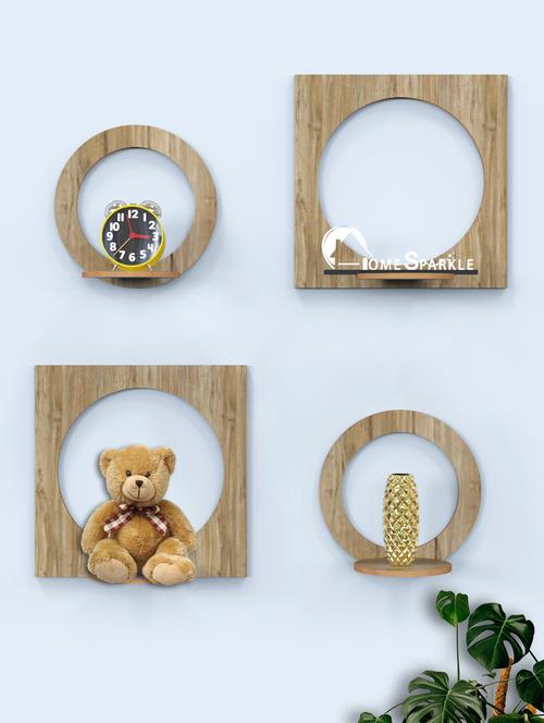 home sparkle mdf four round shelves rack | wall mounted floating shelves (dark brown) - 18078300 - Standard Image - 0