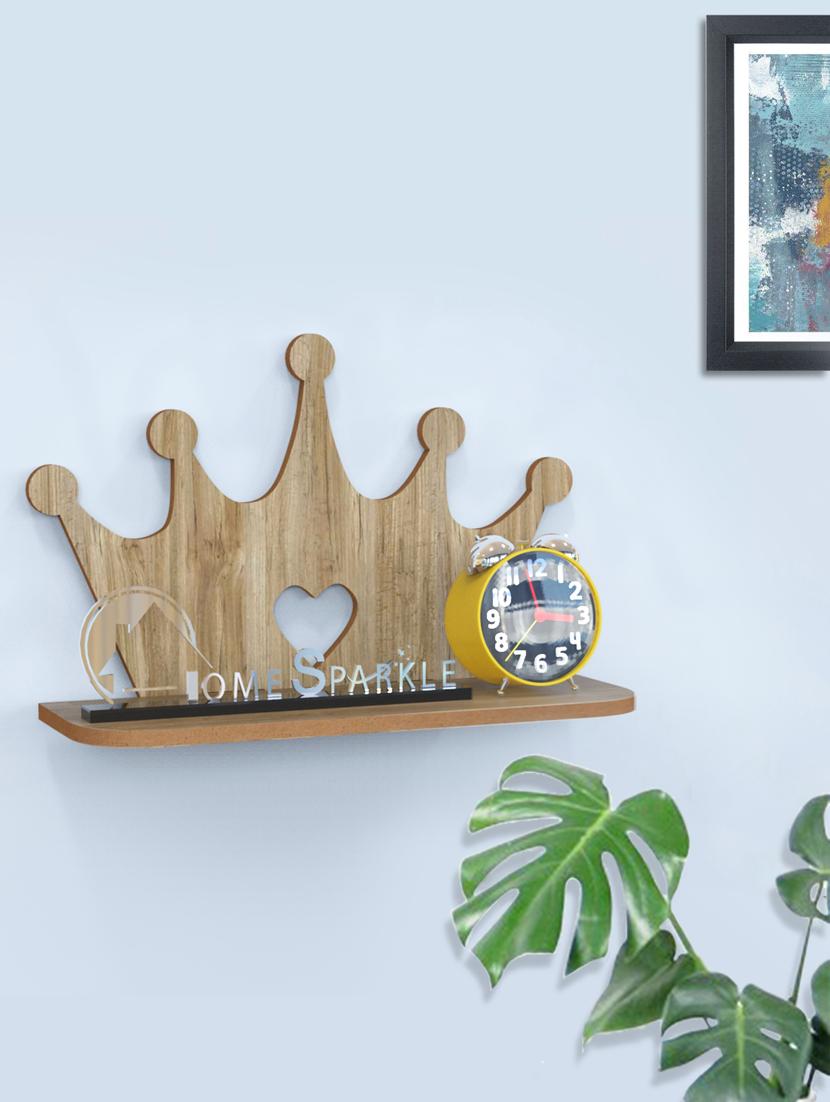 home sparkle crown wall shelf mdf wall shelf rack wall mounted floating shelves (dark brown) - 18078304 - Zoom Image - 0