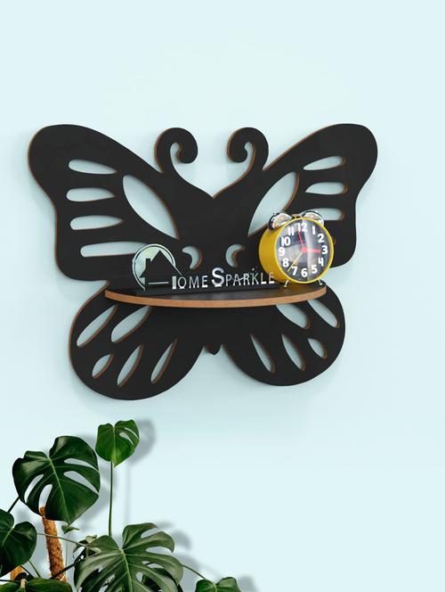 home sparkle butterfly shaped wall shelf mdf wall shelf rack wall mounted floating shelves (dark brown) - 18078312 -  Standard Image - 0