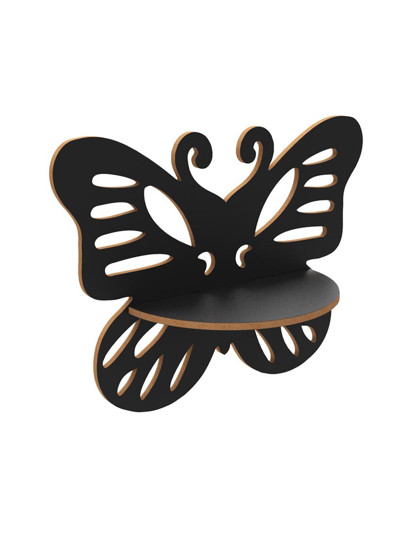 home sparkle butterfly shaped wall shelf mdf wall shelf rack wall mounted floating shelves (dark brown) - 18078312 - Standard Image - 3