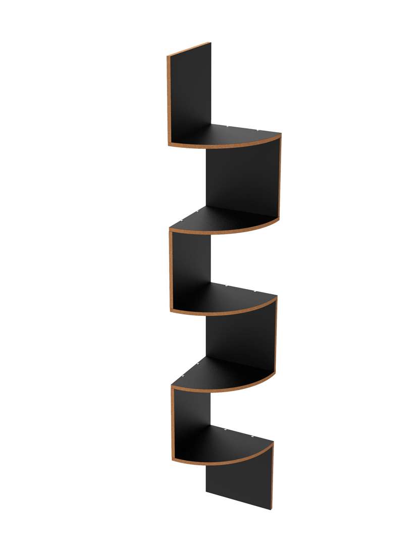 home sparkle wooden zig zag wall shelves corner shelf for living room (dark brown) - 18078316 -  Standard Image - 3