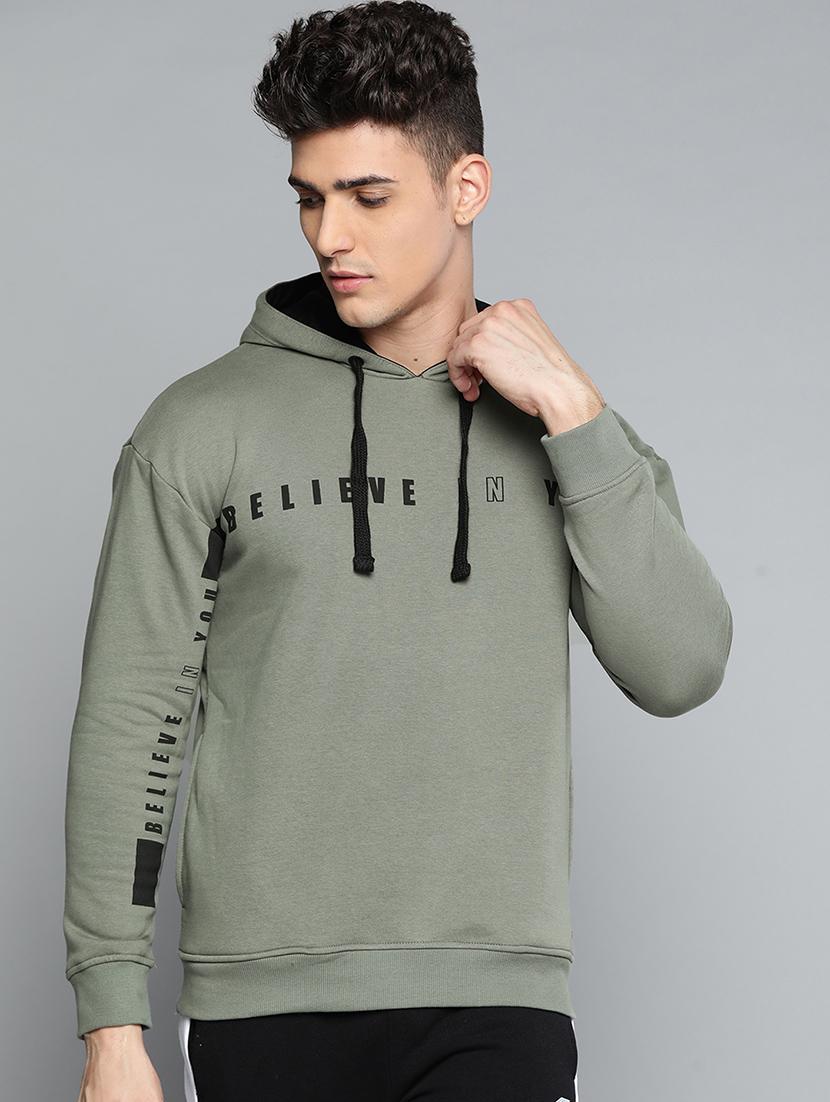 taupe chest-printed hooded sweatshirt - 18079751 -  Zoom Image - 0