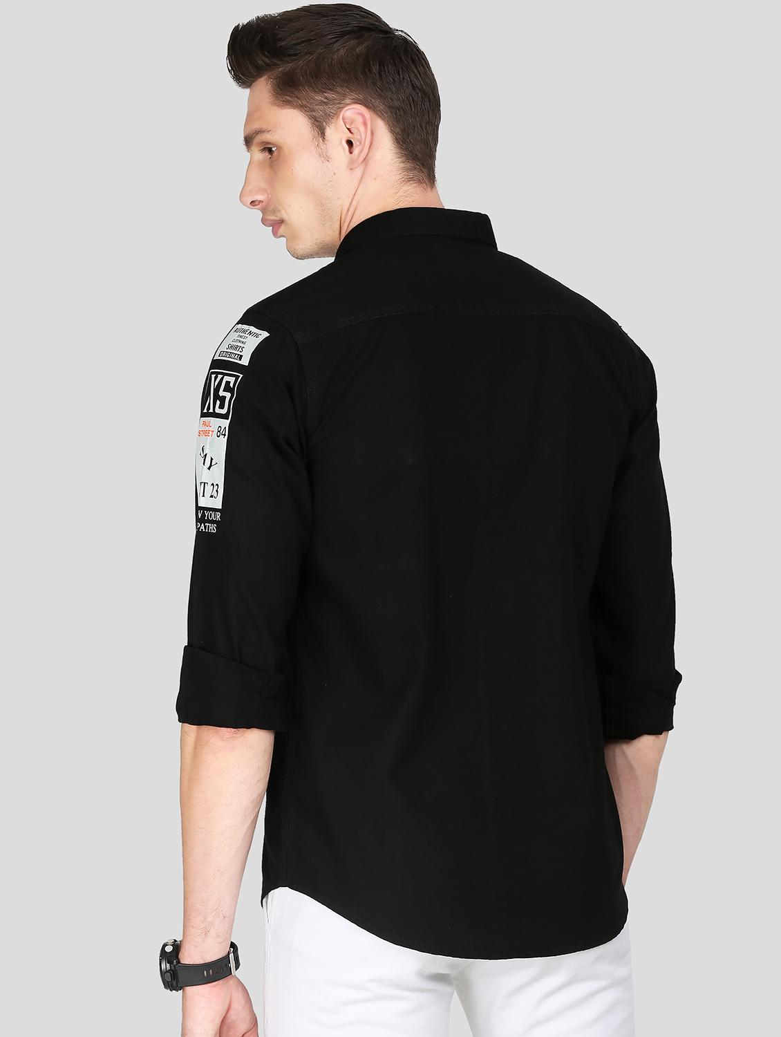 black solid casual shirt - 18079945 - Standard Image - 3